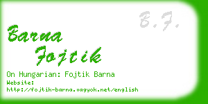 barna fojtik business card